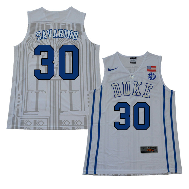 Duke Blue Devils #30 Michael Savarino College Basketball Jerseys Sale-White